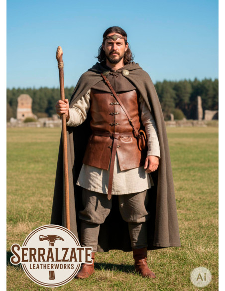 Tiara medieval rombo com folhas, marrom