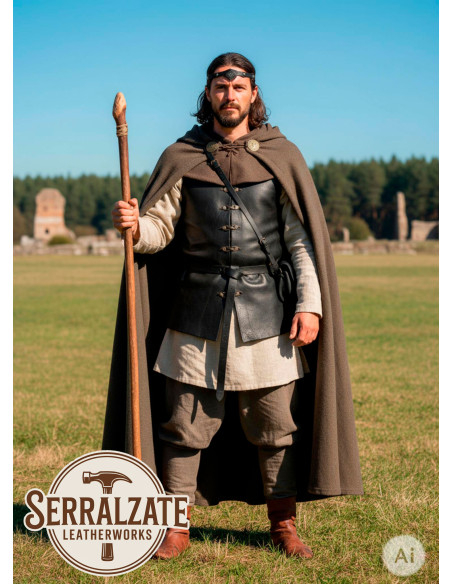 Tiara medieval rombo com folhas, preta