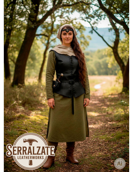 Tiara medieval rombo com folhas, preta