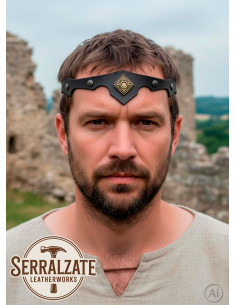 Tiara medieval rombo com folhas, preta 2