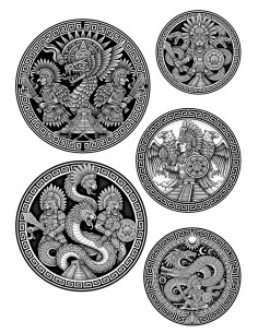 Tatuagem temporária Temática Mesoamericana (Asteca e Maia)