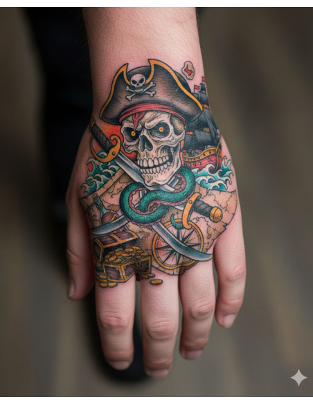 Tatuagem temporária temática Pirata...