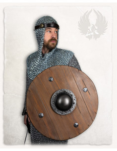 Escudo vikingo redondo para LARP modelo Rorrik, cor: madeira