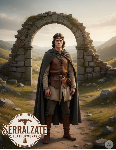 Tiara medieval roda em couro, marrom