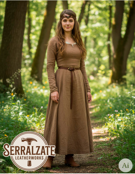 Tiara medieval roda em couro, marrom