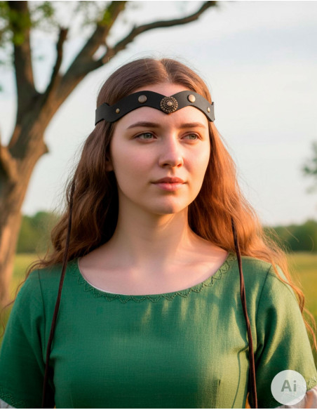 Tiara medieval roda em peleja preta