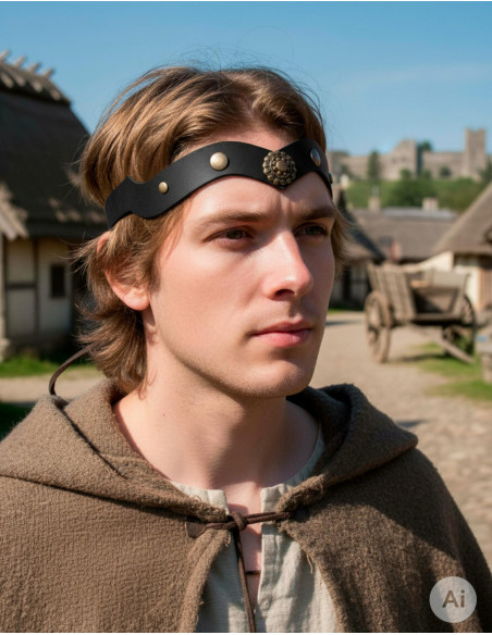 Tiara medieval roda em peleja preta