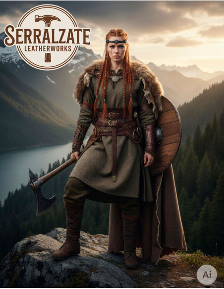 Tiara roda vikinga-medieval em couro...