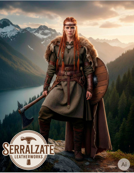 Tiara roda vikinga-medieval em couro...