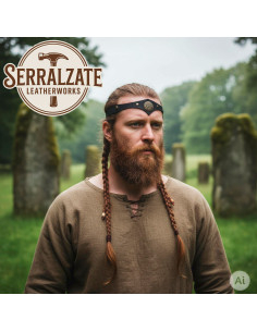 Tiara Celta tempestade em couro preto 2