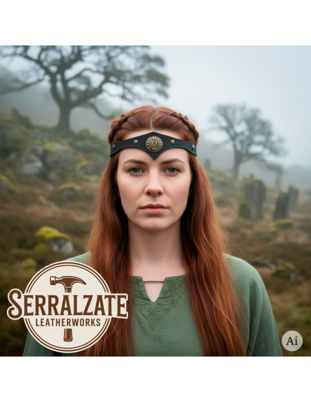 Tiara Celta tempestade em couro preto