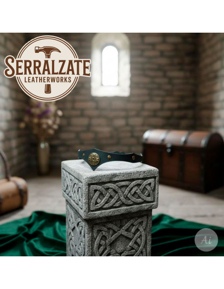 Tiara Celta tempestade em couro preto