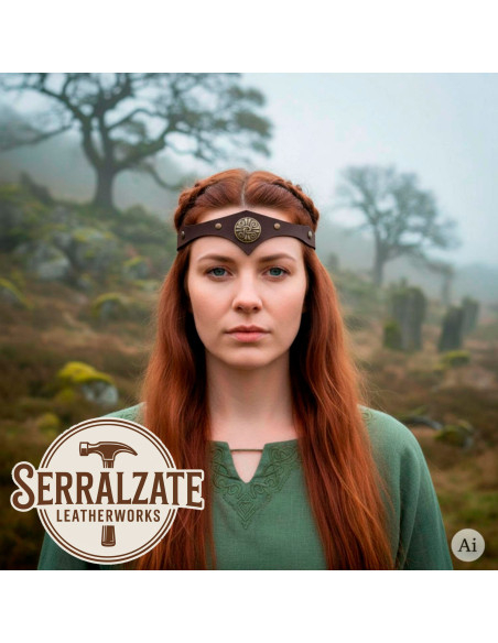Tiara Celta tempestade em couro marrom