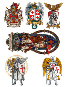 Tatuagem temporária Temática dos Templários, colorida