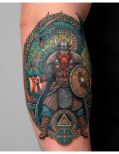Tatuagem temporária Temática dos Vikings, colorida 2