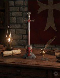 Kit suporte abre-cartas e capacete Templário