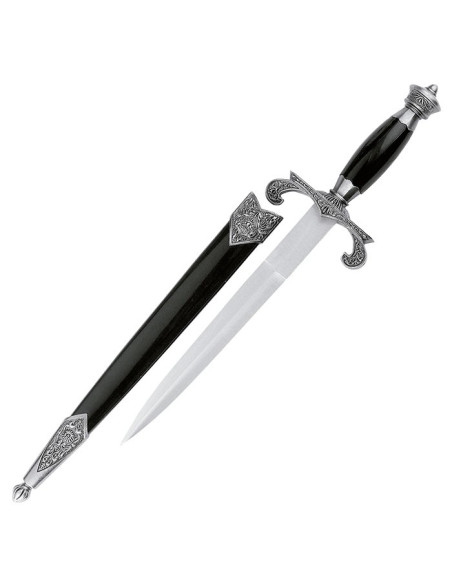 punhal medieval com bainha, 38 cms.