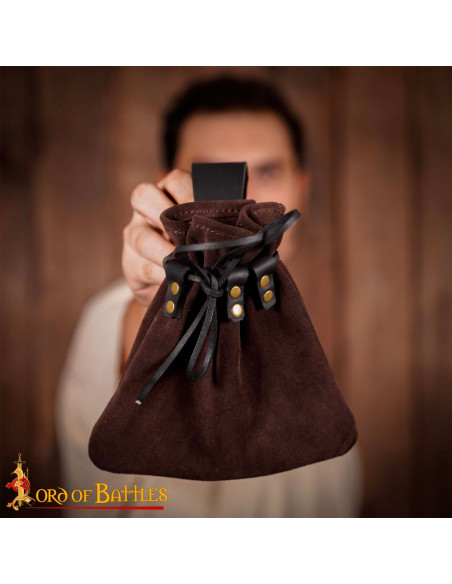 Pochete medieval com fecho de cordão,...