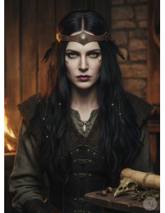 Tiara Vikinga freixo Yggdrasil em marrom