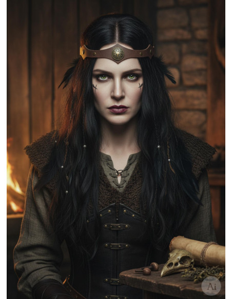 Tiara Vikinga freixo Yggdrasil em marrom