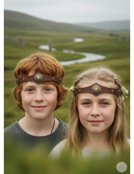 Tiara Vikinga freixo Yggdrasil em marrom