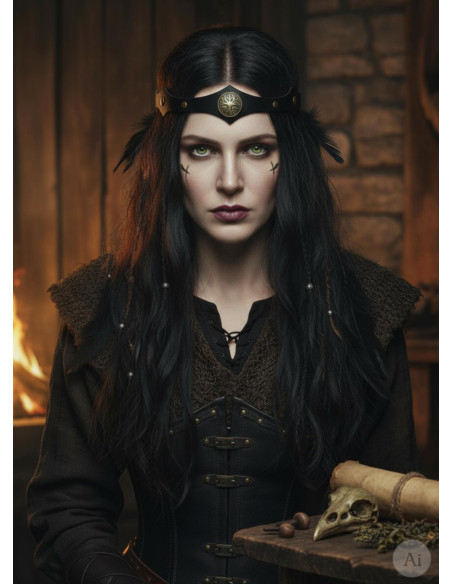 Tiara Vikinga freixo Yggdrasil em preto