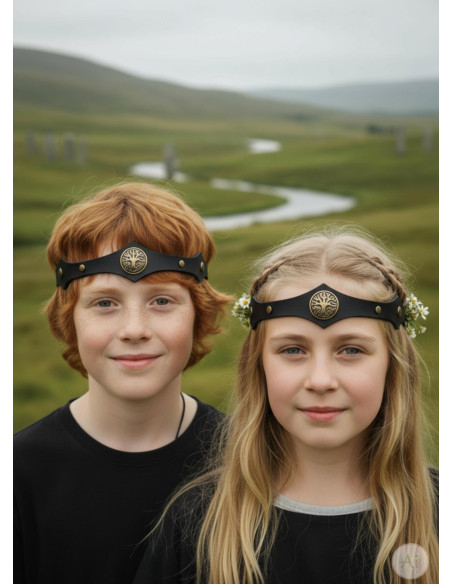 Tiara Vikinga freixo Yggdrasil em preto