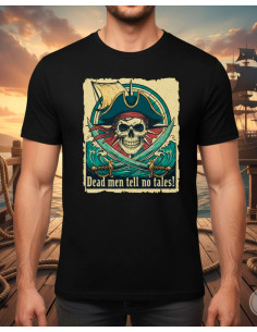 Camiseta preta pirata de homem Dead Men tell no tales