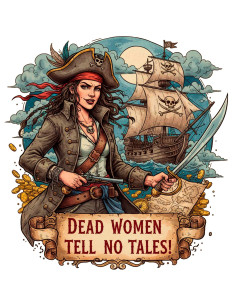 Camiseta preta pirata de mulher Dead Women tell no tales 2