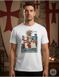 Camiseta branca de homem com temática Templária