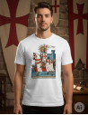 Camiseta branca de homem com temática Templária