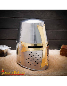 Gran Elmo Templário aço polido, Século XIII-XIV