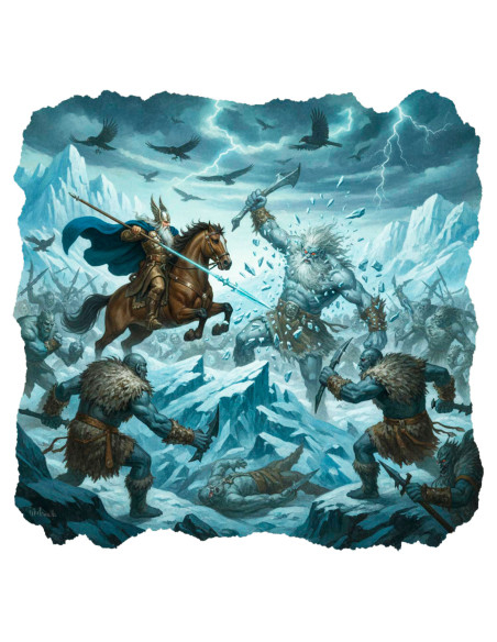 Camiseta preta de homem Odin vs. Jotnar