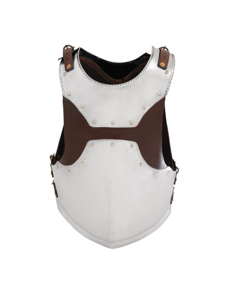 Cota de malha medieval em aço e couro