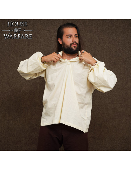 Camisa medieval de algodão de manga...
