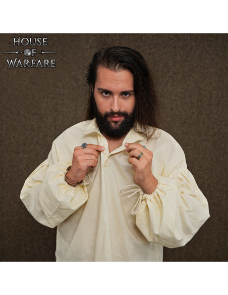 Camisa medieval de algodão de manga...