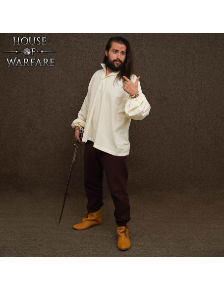 Camisa medieval de algodão de manga...