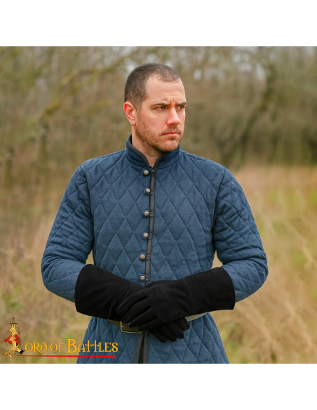 Luvas medievais de camurça preta