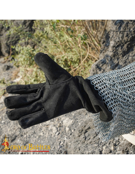 Luvas medievais de camurça preta