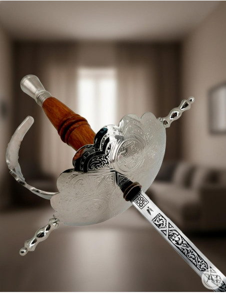 Florete Colonial decorativo, niquelado