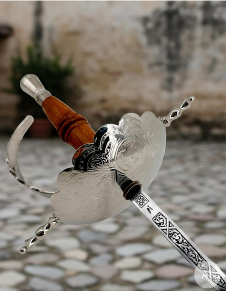 Florete Colonial decorativo, niquelado