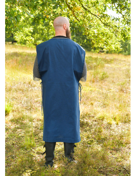 Tabardo medieval com listras, azul e...