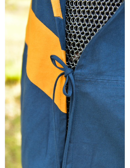 Tabardo medieval com listras, azul e...