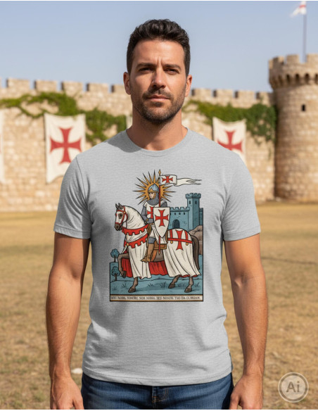 Camiseta cinza mesclada de homem com...