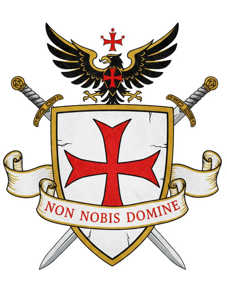 Camiseta preta Templária para homem,...