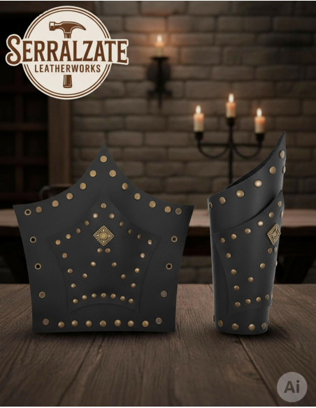 Braceletes soldado Hernán em couro preto