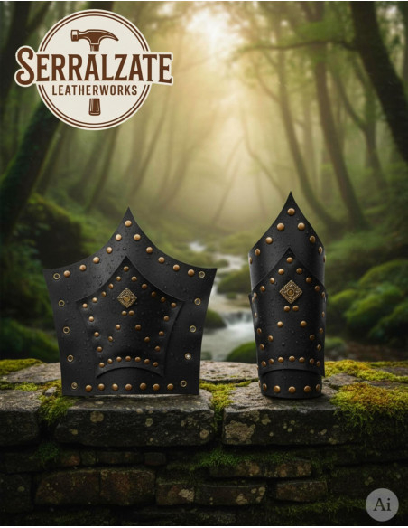 Braceletes soldado Hernán em couro preto