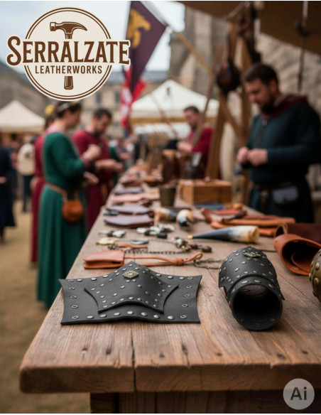 Braceletes soldado Hernán em couro preto