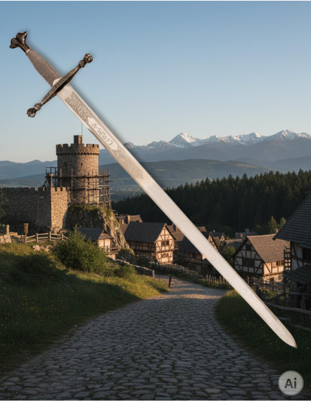 Espada Carlos V, lâmina gravada rústica