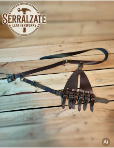 Tahalí Renascentista 6 fivelas ajustáveis, marrom